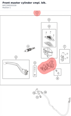 Diagram preview: Front master cylinder cmpl. blk. (6411300103330)