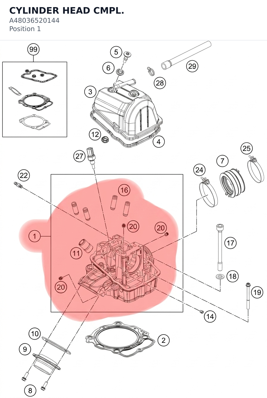 Diagram preview: CYLINDER HEAD CMPL. (A48036520144)