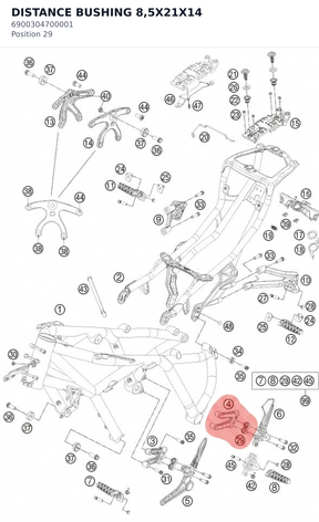 Diagram preview: DISTANCE BUSHING 8,5X21X14 (6900304700001)