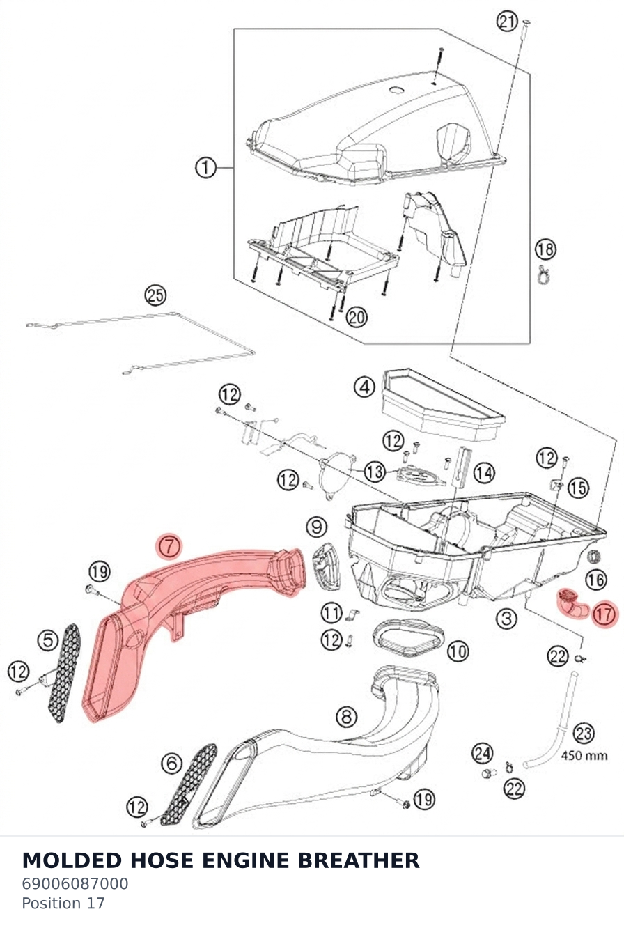 Diagram preview: MOLDED HOSE ENGINE BREATHER (69006087000)