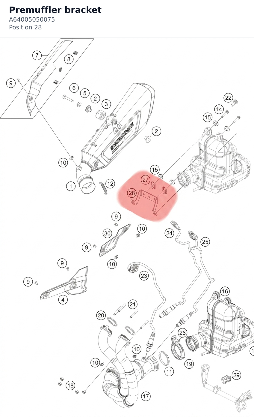 Diagram preview: Premuffler bracket (A64005050075)