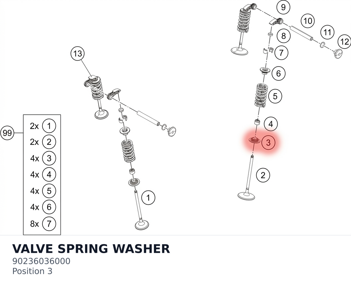 Diagram preview: VALVE SPRING WASHER (90236036000)