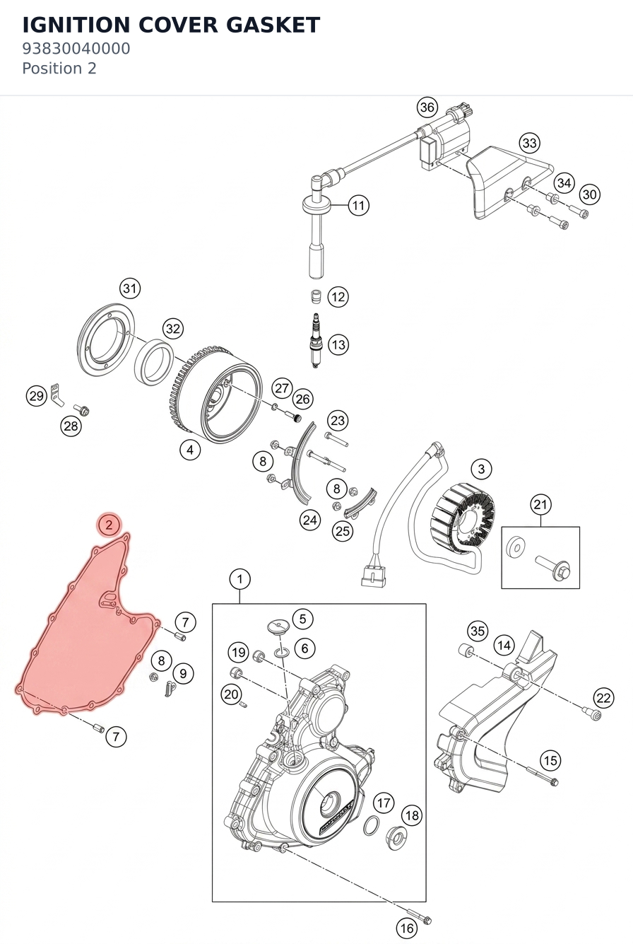 Diagram preview: IGNITION COVER GASKET (93830040000)