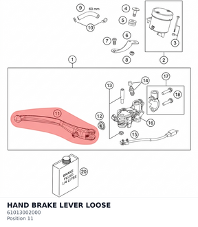 Diagram preview: HAND BRAKE LEVER LOOSE (61013002000)