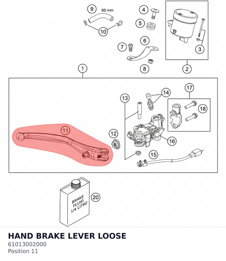 Diagram preview: HAND BRAKE LEVER LOOSE (61013002000)