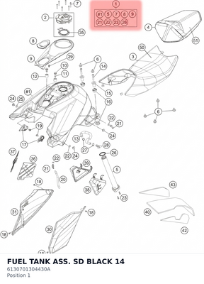 Diagram preview: FUEL TANK ASS. SD BLACK 14 (6130701304430A)