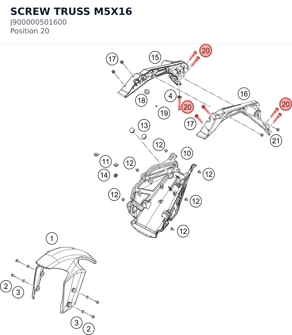 Diagram preview: SCREW TRUSS M5X16 (J900000501600)