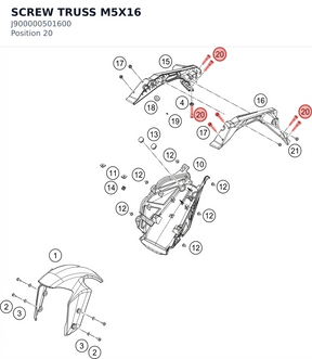 Diagram preview: SCREW TRUSS M5X16 (J900000501600)