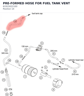 Diagram preview: PRE-FORMED HOSE FOR FUEL TANK VENT (61915022100)
