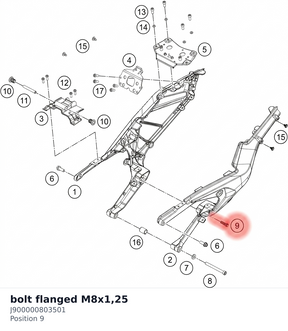 Diagram preview: bolt flanged M8x1,25 (J900000803501)