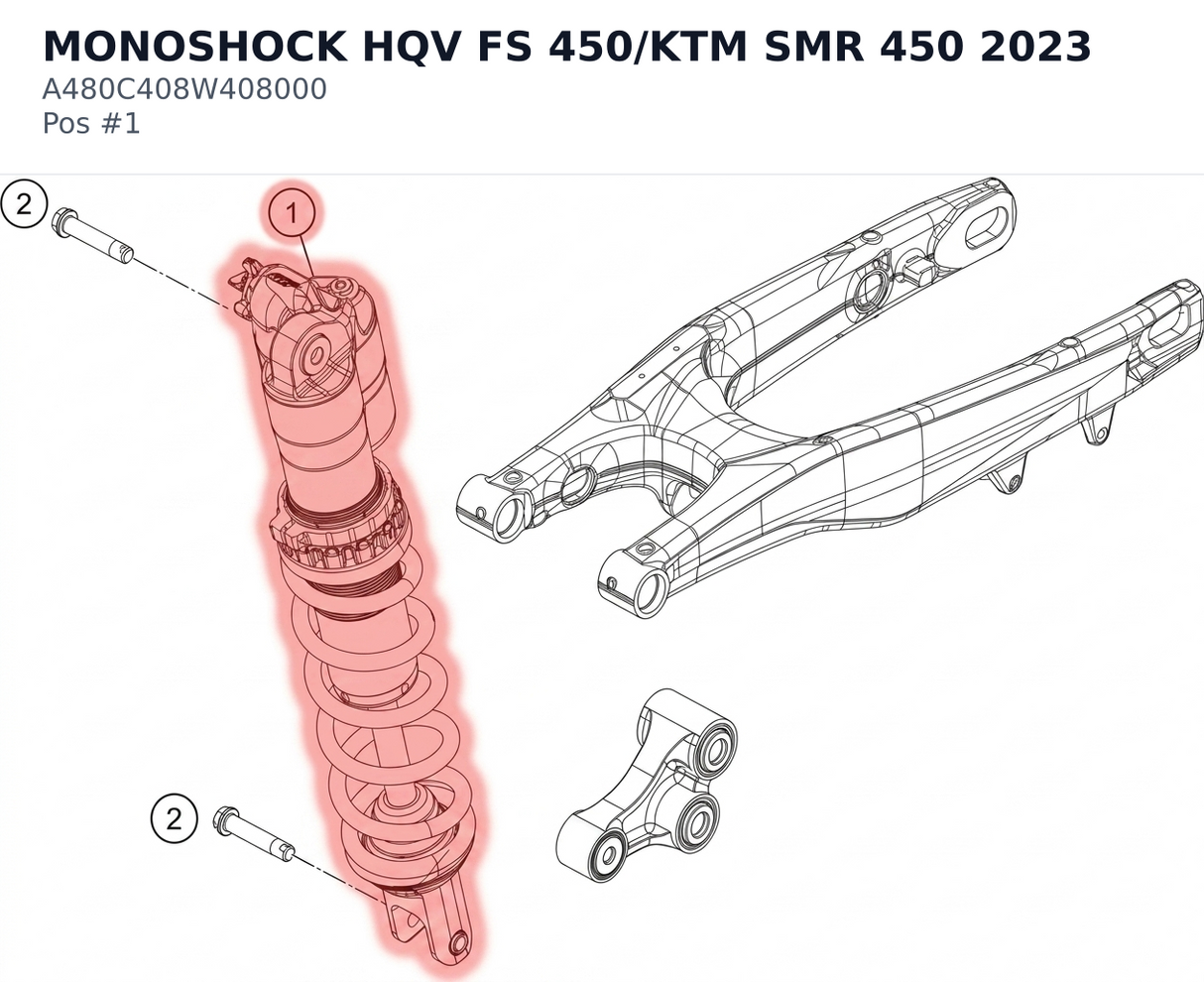 Diagram preview: MONOSHOCK HQV FS 450/KTM SMR 450 2023 (A480C408W408000)