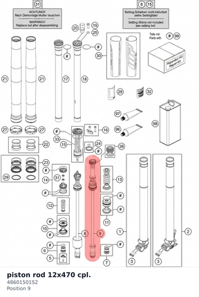 Diagram preview: piston rod 12x470 cpl. (48601501S2)