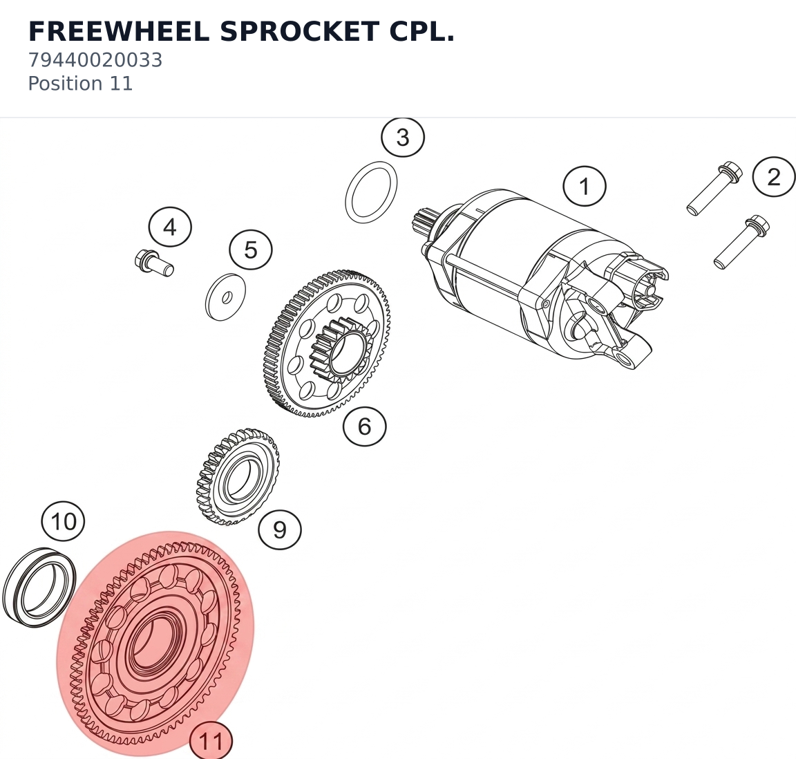 Diagram preview: FREEWHEEL SPROCKET CPL. (79440020033)
