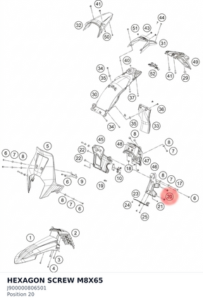 Diagram preview: HEXAGON SCREW M8X65 (J900000806501)