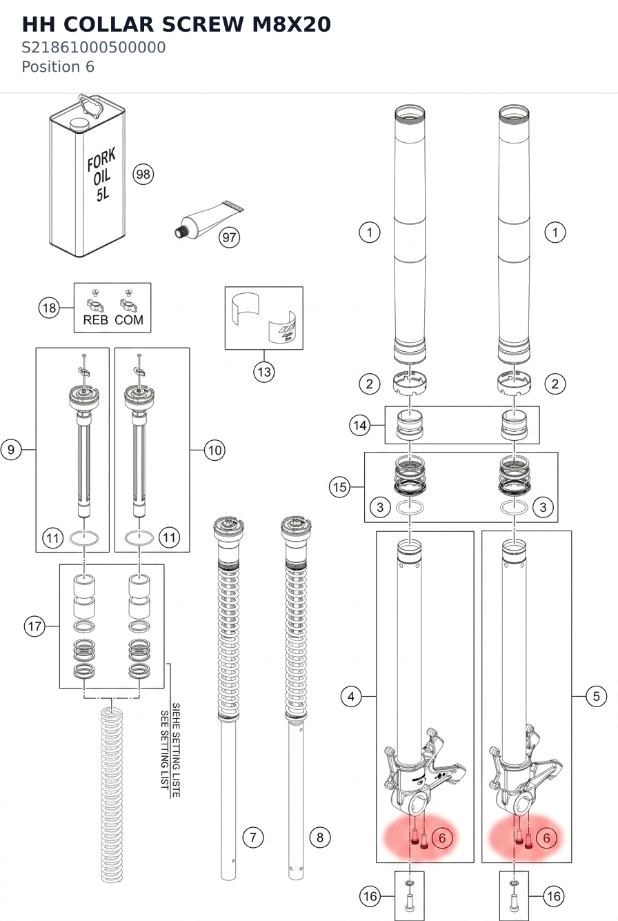 Diagram preview: HH COLLAR SCREW M8X20 (S21861000500000)