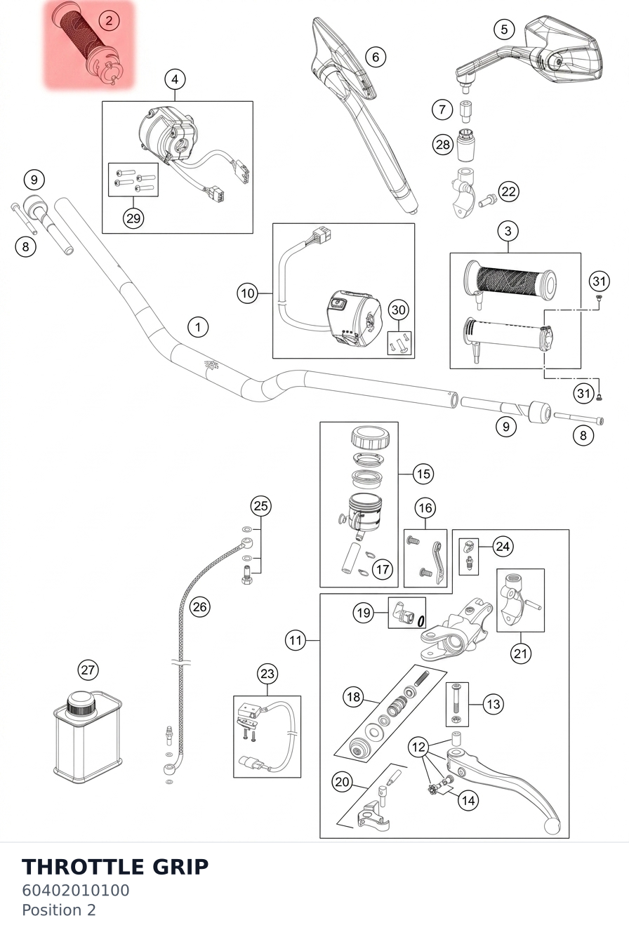 Diagram preview: THROTTLE GRIP (60402010100)