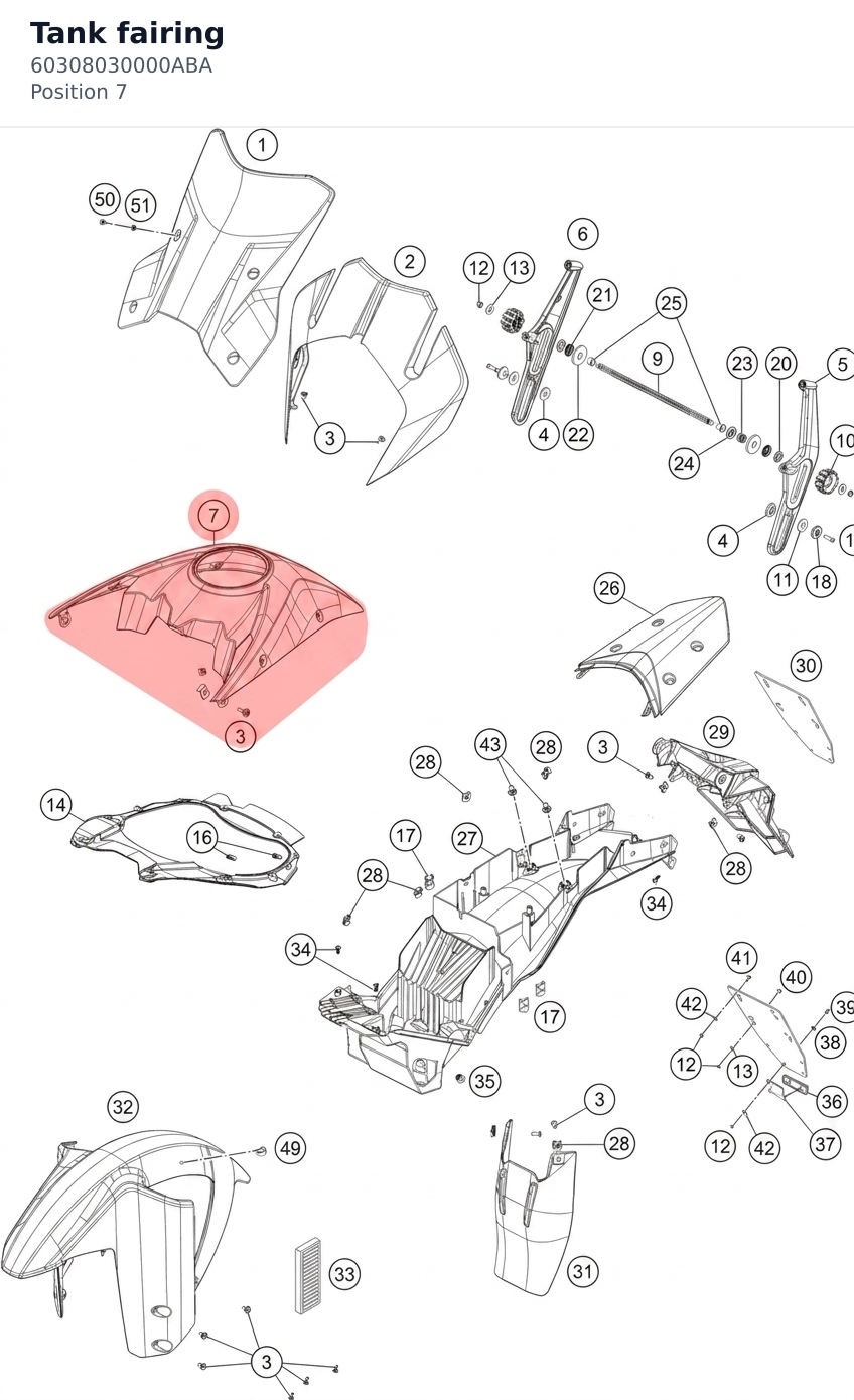 Diagram preview: Tank fairing (60308030000ABA)