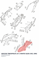 Diagram preview: ADV250 TNKSPOILR LH C WHITE GLOS+DCL ORG (95808050000ABC)