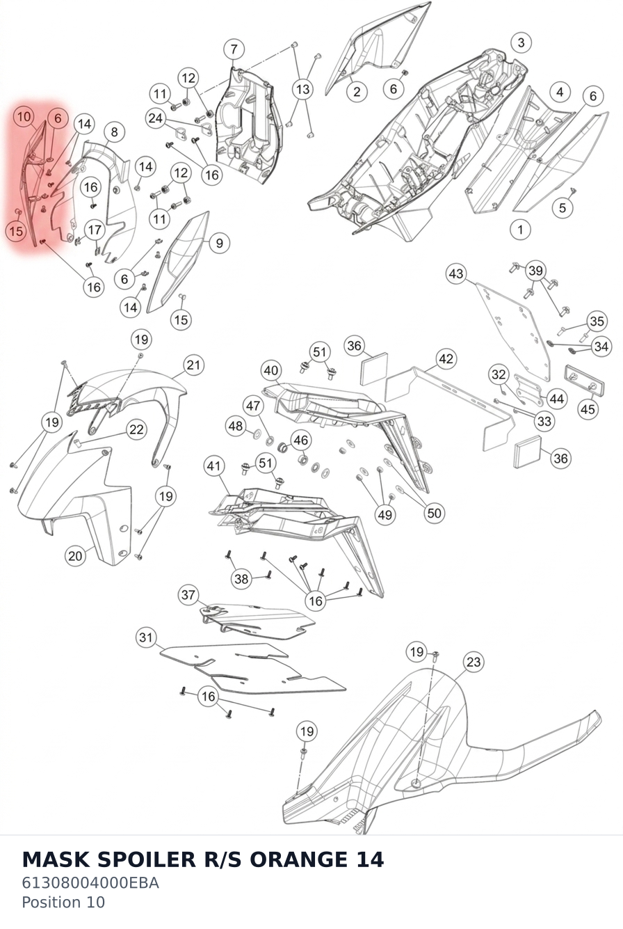 Diagram preview: MASK SPOILER R/S ORANGE 14 (61308004000EBA)