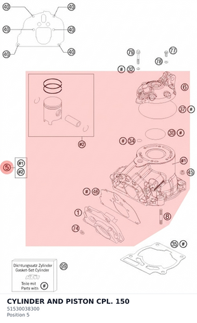 Diagram preview: CYLINDER AND PISTON CPL. 150 (51530038300)