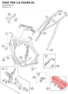 Diagram preview: FOOT PEG L/S SILVER 02 (59003040250)