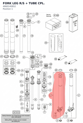 Diagram preview: FORK LEG R/S + TUBE CPL. (48601408S2)