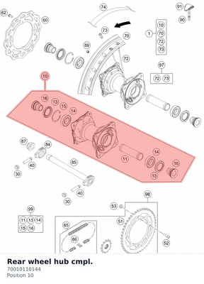 Diagram preview: Rear wheel hub cmpl. (70010110144)