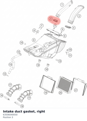 Diagram preview: Intake duct gasket, right (63506040050)