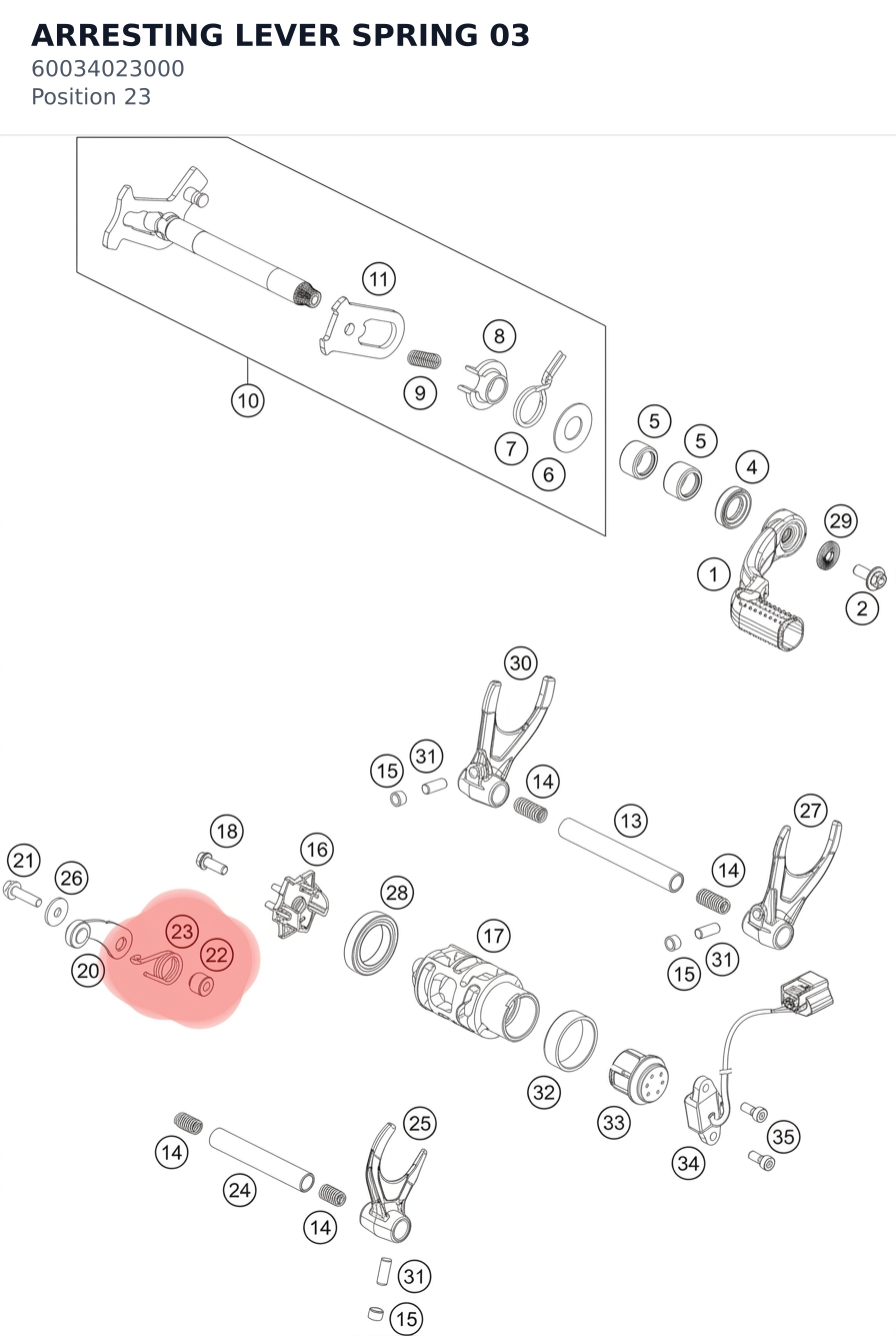 Diagram preview: ARRESTING LEVER SPRING 03 (60034023000)
