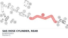 Diagram preview: SAS HOSE CYLINDER, REAR (61905035022)