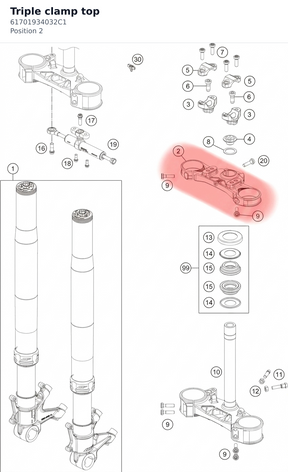 Diagram preview: Triple clamp top (61701934032C1)