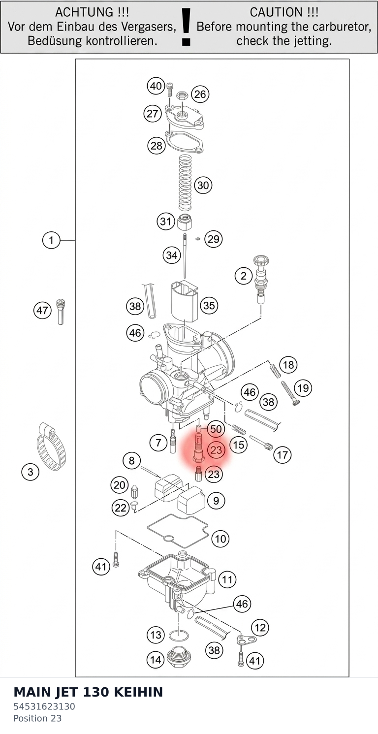 Diagram preview: MAIN JET 130 KEIHIN (54531623130)