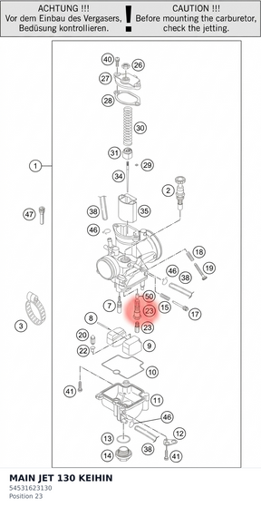 Diagram preview: MAIN JET 130 KEIHIN (54531623130)