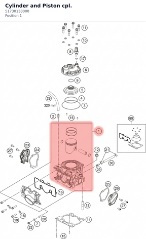 Diagram preview: Cylinder and Piston cpl. (51730138000)