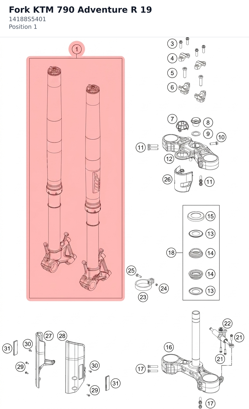 Diagram preview: Fork KTM 790 Adventure R 19 (14188S5401)