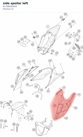 Diagram preview: side spoiler left (61708A50044)