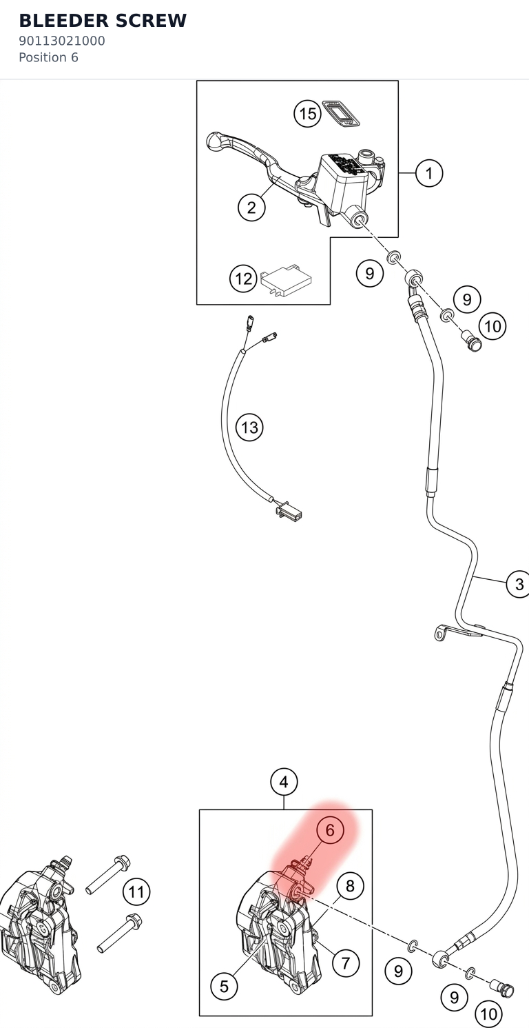 Diagram preview: BLEEDER SCREW (90113021000)