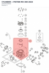 Diagram preview: CYLINDER + PISTON MX 300 2024 (A45030238000)
