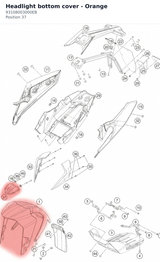 Diagram preview: Headlight bottom cover - Orange (93108003000EB)