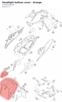 Diagram preview: Headlight bottom cover - Orange (93108003000EB)