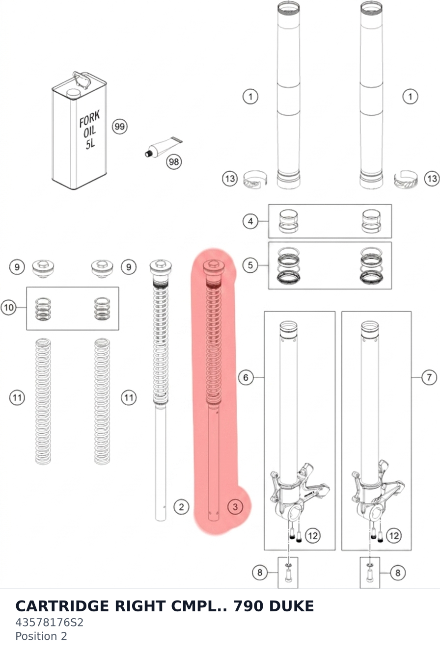 Diagram preview: CARTRIDGE RIGHT CMPL.. 790 DUKE (43578176S2)