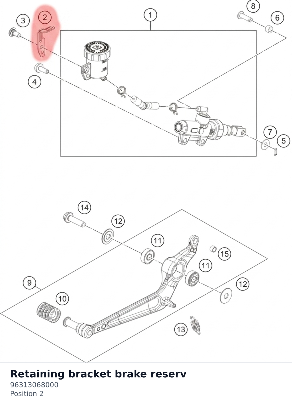 Diagram preview: Retaining bracket brake reserv (96313068000)