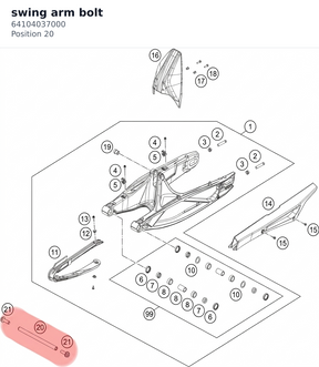 Diagram preview: swing arm bolt (64104037000)