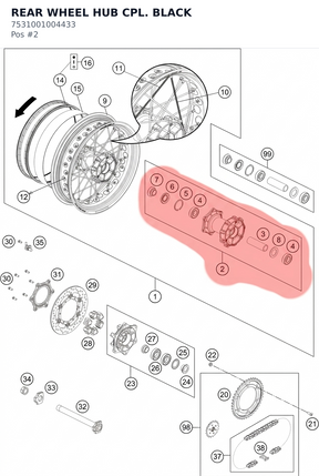 Diagram preview: REAR WHEEL HUB CPL. BLACK (7531001004433)