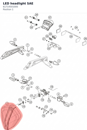 Diagram preview: LED headlight SAE (61714501000)
