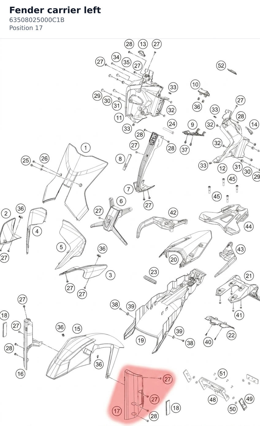 Diagram preview: Fender carrier left (63508025000C1B)
