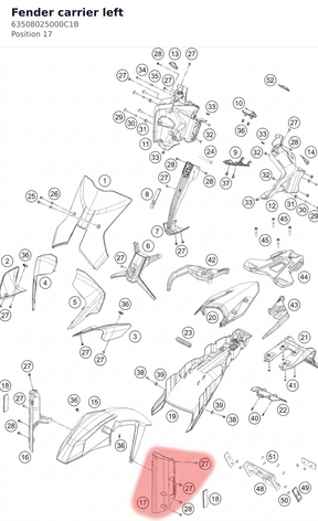 Diagram preview: Fender carrier left (63508025000C1B)