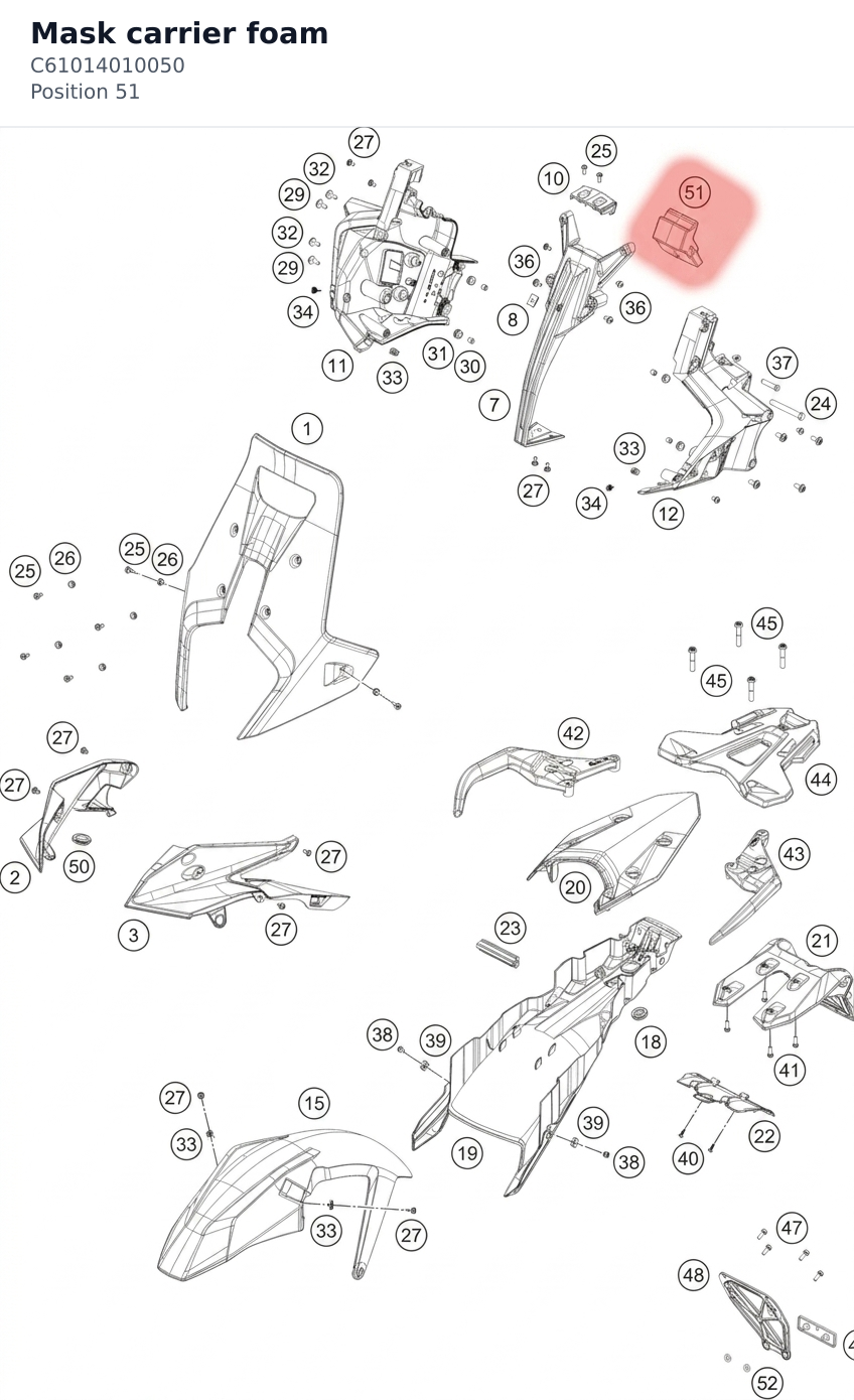 Diagram preview: Mask carrier foam (C61014010050)