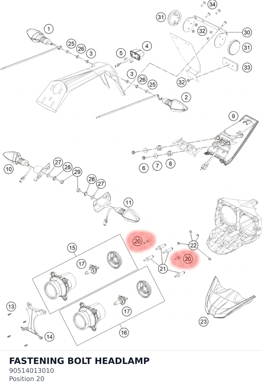 Diagram preview: FASTENING BOLT HEADLAMP (90514013010)