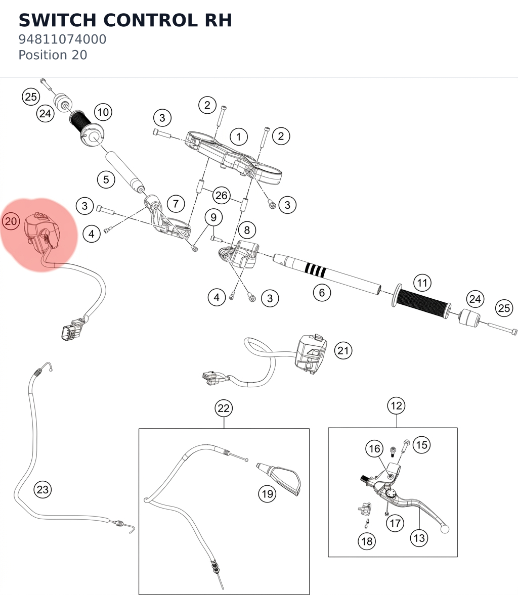 Diagram preview: SWITCH CONTROL RH (94811074000)